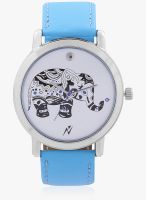 Yepme White/Blue Leatherette Analog Watch