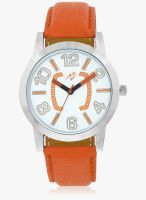 Yepme White/Orange Leatherette Analog Watch
