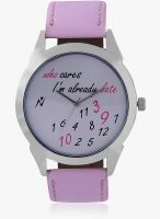 Yepme White/Pink Leatherette Analog Watch