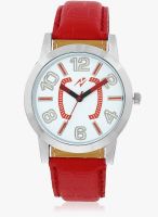Yepme White/Red Leatherette Analog Watch