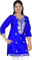 Abstra Formal Floral Print Women's Kurti(Dark Blue)