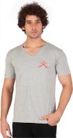 Anger Beast Printed Men's V-neck Grey T-Shirt
