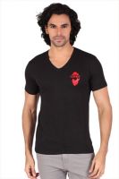 Anger Beast Printed Men's V-neck Black T-Shirt