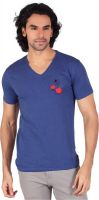 Anger Beast Printed Men's V-neck Blue T-Shirt