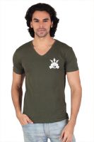 Anger Beast Printed Men's V-neck Green T-Shirt