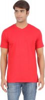 Ap'pulse Solid Men's V-neck Red T-Shirt