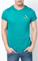 Blacksoul Solid Men's V-neck Green T-Shirt