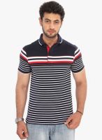 Bongio Navy Blue Striped Polo T-Shirt