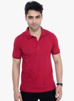 Bongio Red Solid Polo T-Shirt