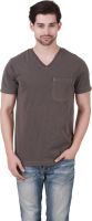 Cherymoya Solid Men's V-neck Brown T-Shirt