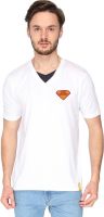 Campus Sutra Solid Men's V-neck White T-Shirt