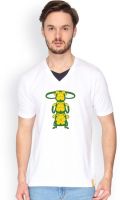 Campus Sutra Solid Men's V-neck White T-Shirt