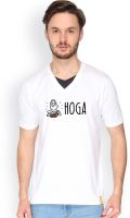 Campus Sutra Solid Men's V-neck White T-Shirt