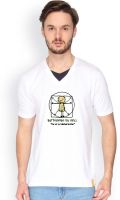 Campus Sutra Solid Men's V-neck White T-Shirt