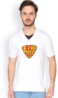 Campus Sutra Solid Men's V-neck White T-Shirt