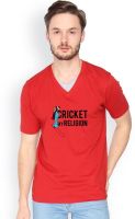 Campus Sutra Solid Men's V-neck Red T-Shirt