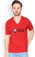 Campus Sutra Solid Men's V-neck Red T-Shirt
