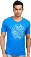 Design Classics Printed Men's V-neck Blue T-Shirt