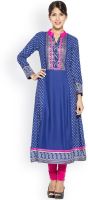 Desirang Casual Printed Women's Kurti(Blue)