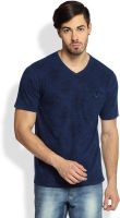 Difference of Opinion Printed Men's V-neck Blue T-Shirt