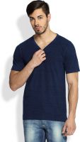 Difference of Opinion Printed Men's V-neck Blue T-Shirt