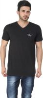 Ebry Solid Men's V-neck Black T-Shirt