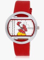 Exotica Fashion Red Leather Analog Watch