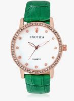 Exotica Fashion White Leather Analog Watch