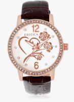 Exotica Fashion White Leather Analog Watch