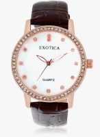 Exotica Fashion White Leather Analog Watch