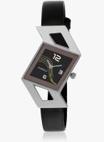 FOSTELO Black Leather Analog Watch