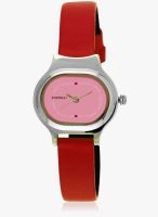 FOSTELO Pink Leather Analog Watch