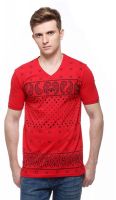 Fasnoya Printed Men's V-neck Red T-Shirt