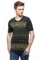 Fasnoya Printed Men's V-neck Green T-Shirt