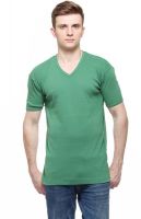 Fasnoya Solid Men's V-neck Green T-Shirt