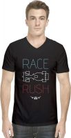 Hueman Printed Men's V-neck Black T-Shirt