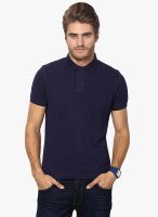 Lee Marc Blue Solid Polo T-Shirt