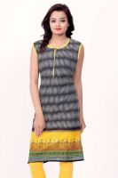 Merry Fashion Casual Self Design Women's Kurti(Yellow)