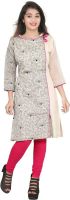 Namah Printed Women's Kurti(White, Pink)