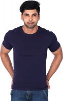 Nod'r Solid Men's Round Neck Dark Blue T-Shirt