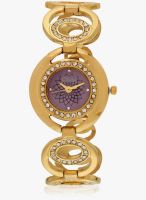 Olvin 16125-Ym04 Golden/Purple Analog Watch