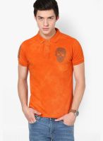 Punk Orange Printed Polo T-Shirt