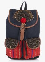 Shaun Design Onred Blue Embroidered Backpack With Laptop Protecti