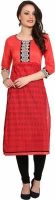 Span Casual Printed Women's Kurti(Red)