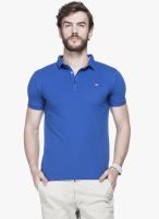 Tinted Blue Solid Polo T-Shirt