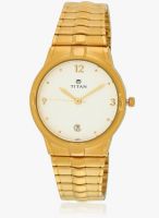 Titan 9260Ym01 Golden/White Analog Watch