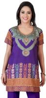 Variation Casual Printed Women's Kurti(Purple)