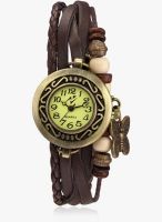 Yepme Golden Faux Leather Analog Watch