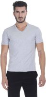 Zobello Solid Men's V-neck Blue T-Shirt