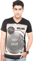 Zwizdot Printed Men's V-neck Black T-Shirt